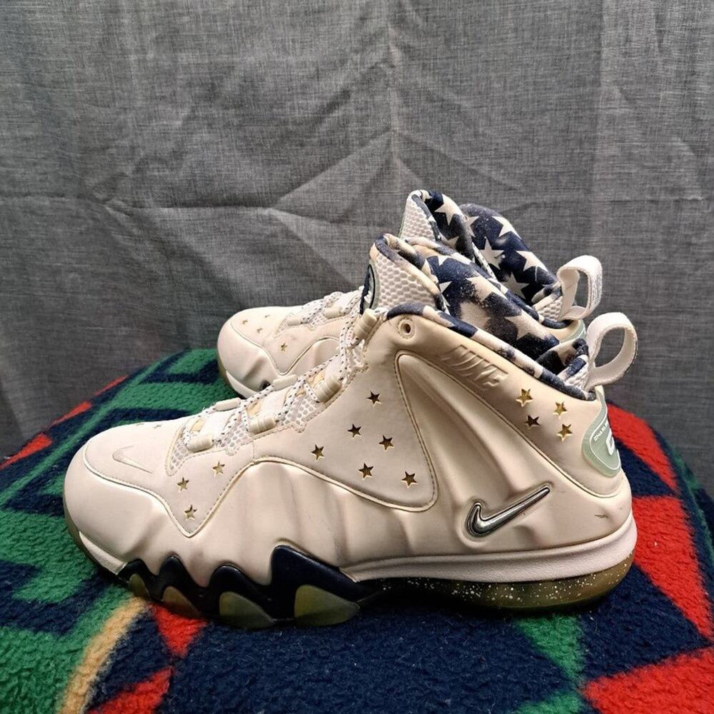 %Rare Nike Barkley Posite Max Men's Size 12 White & Metallic Silver  A 25